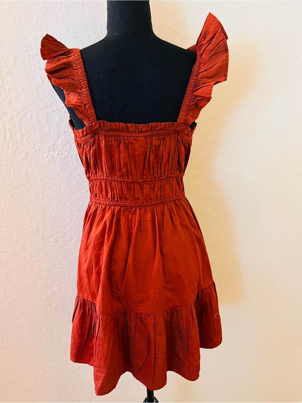 GAP Rust-Red Ruffle Strap Mini Dress - Picture 4 of 6